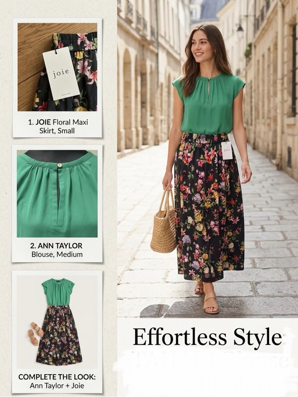 Ann Taylor Factory Emerald Green Cap-Sleeve Keyhole Blouse “blouse only”